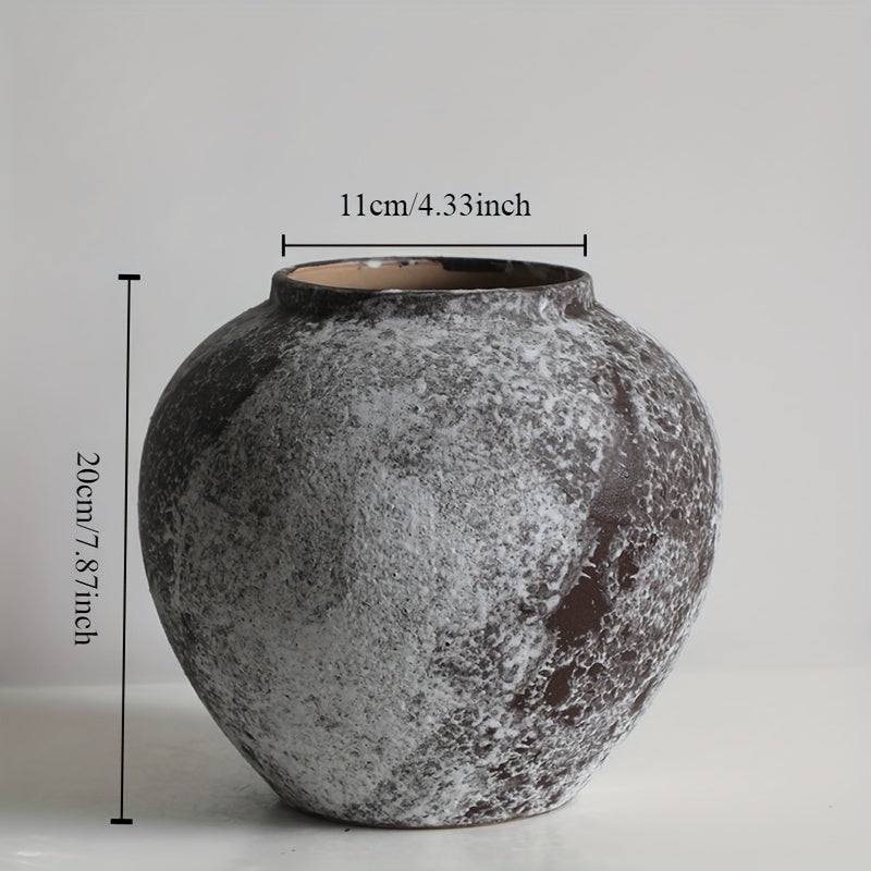 Decorative Vase – Rustic Ceramic Vase Set Vintage Distressed Pottery Wabi-Sabi Style