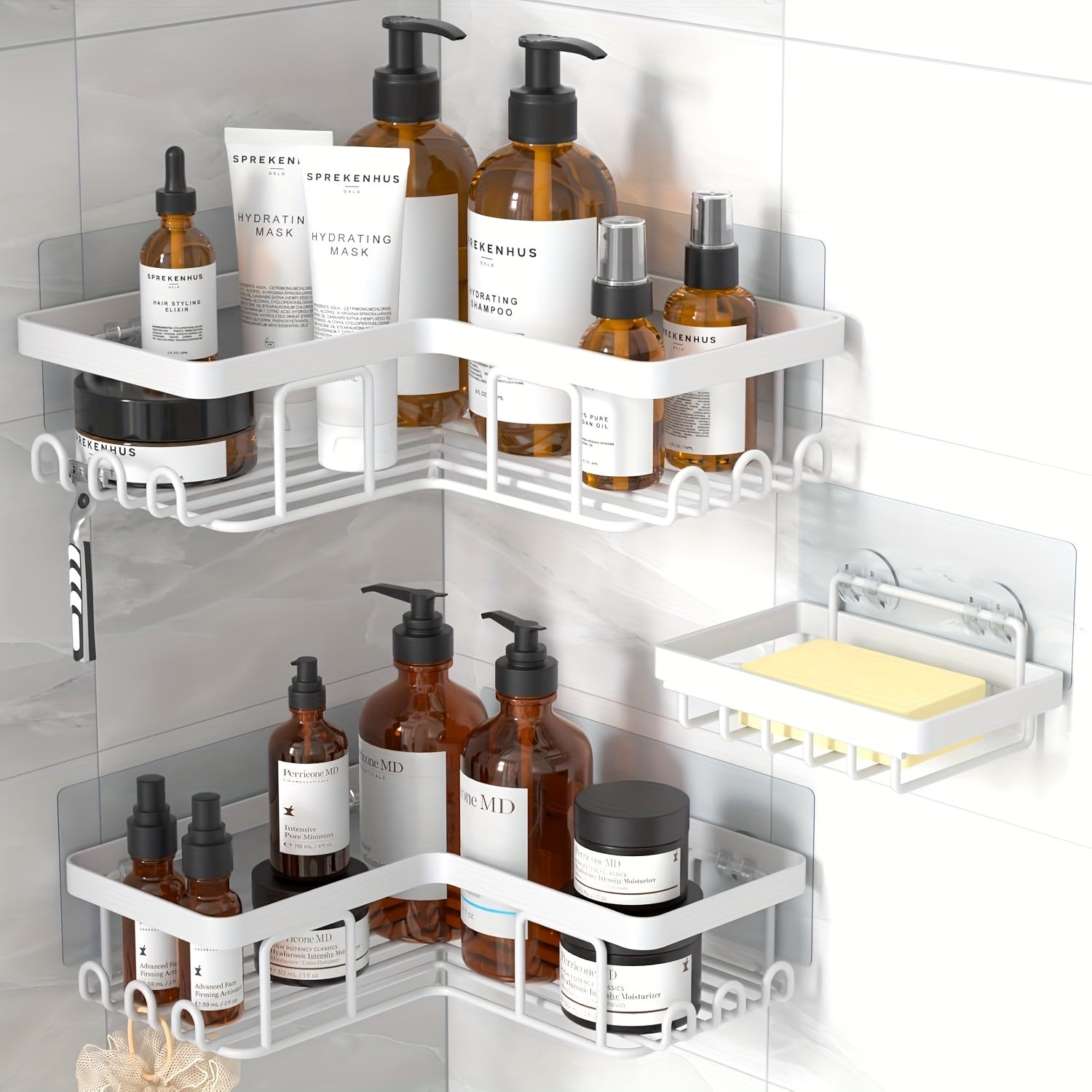 Storage Rack – Versatile Adjustable Home Storage Rack durable multi-purpose storage Corner Adhesi