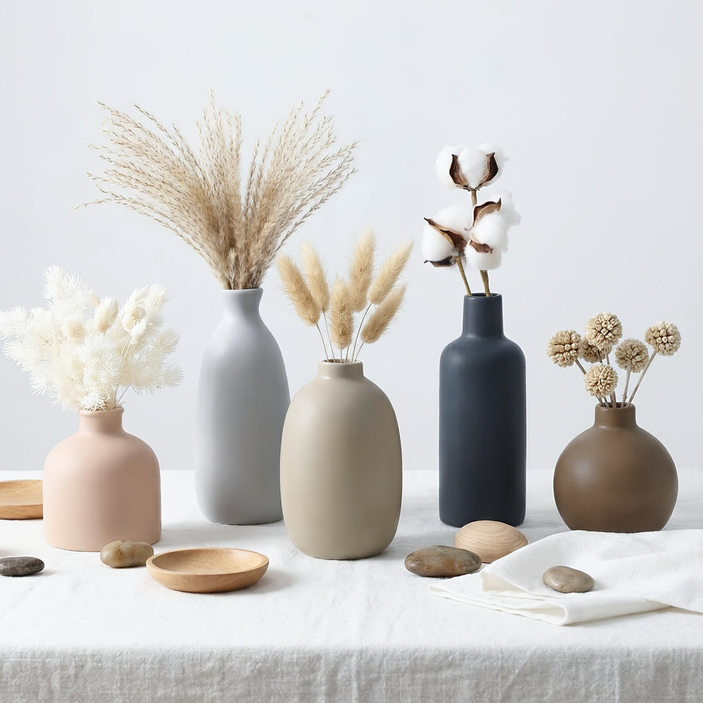Compact 5pcs Ceramic Flower Vase – tabletop floral display and modern home decor, 5pcs TOMNK Ceramic Flower Vases Large Farmhouse Style Table Vases Vintage Cylinder, designed for American homes and practical gifting