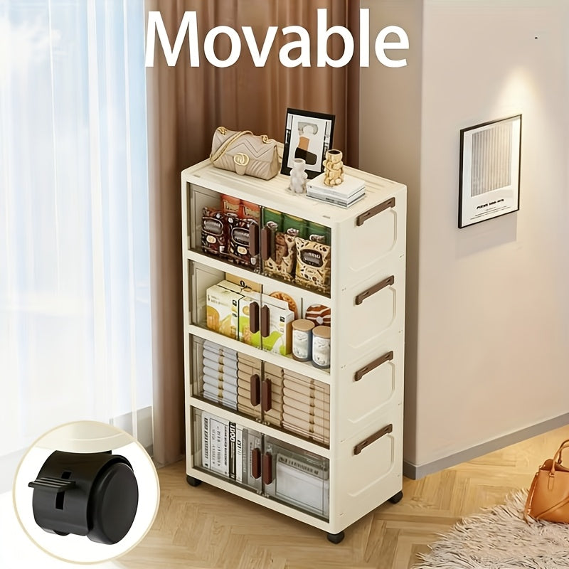 Smart Stackable Home Storage Bins – portable space-saving storage, 3 4 5-Tier Folding Storage Cabinet - Plastic Storage Box with Lid Stackable Wheeled, designed for American homes, daily convenience and practical gifting