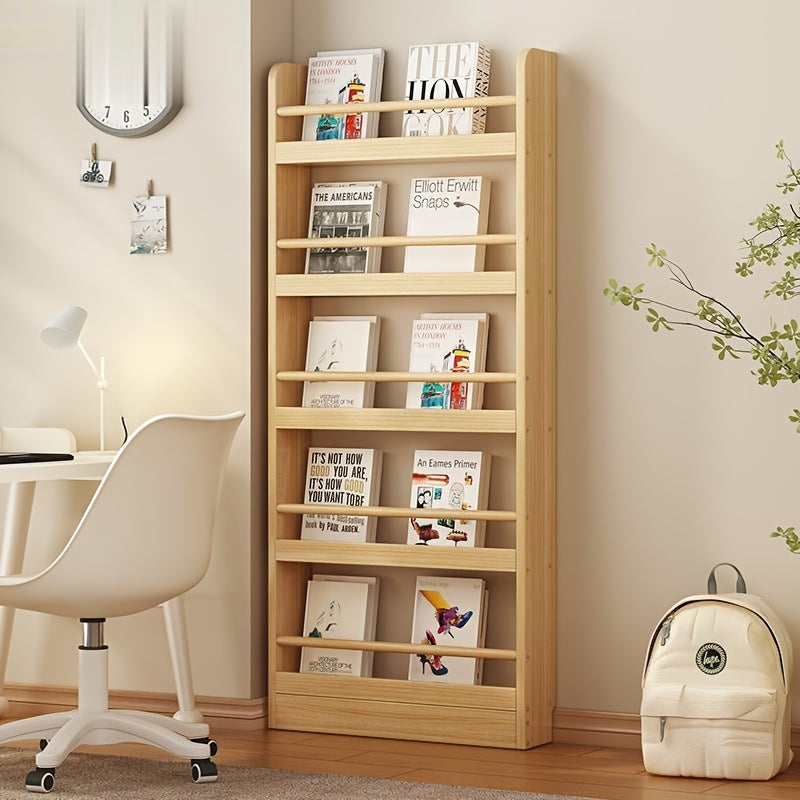 Home Storage Organizer – Creative Design, Ultra-Narrow Solid Wood Bookshelf, Bookcase, No Paint And Zero Formaldehyde, Wall-Mounted Bookshelf, Over-The-Door Bookshelf, Multi-Layer Shelf, Spa