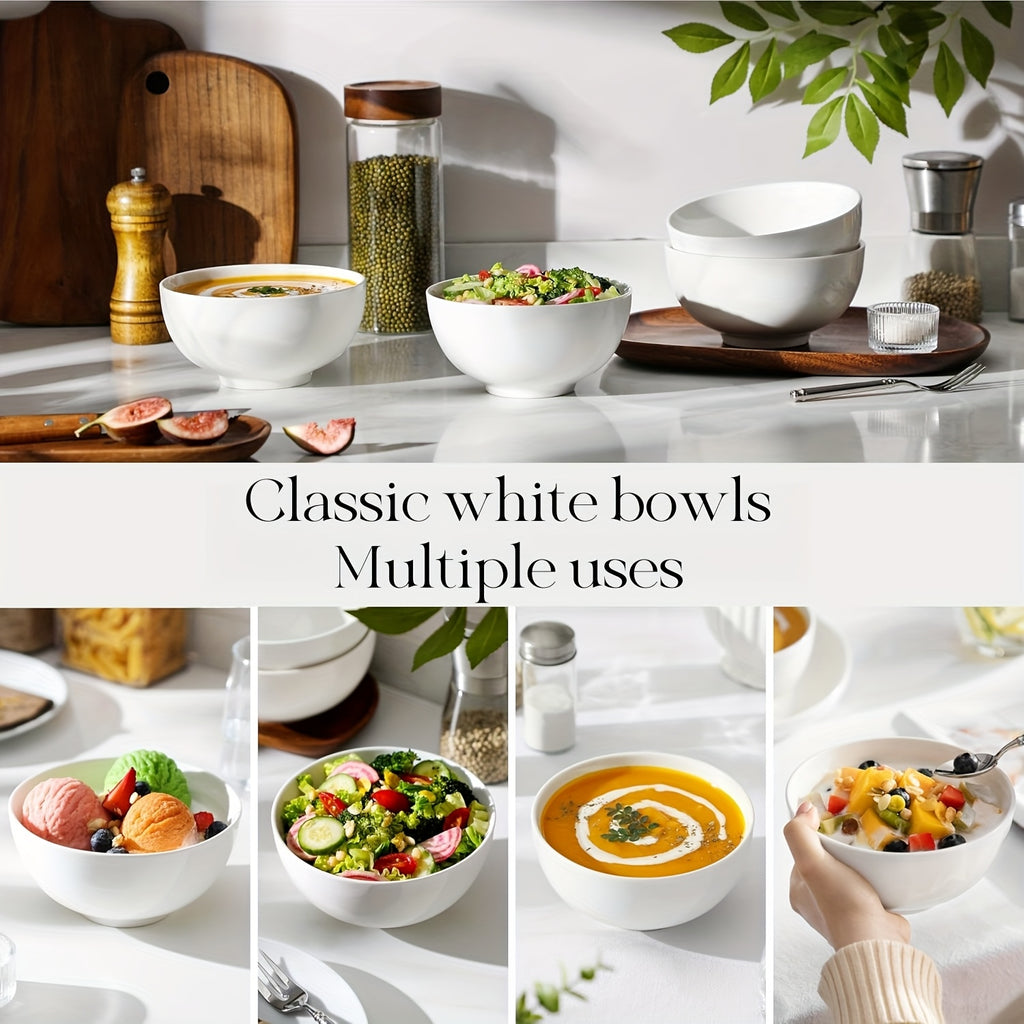Premium 4/6pcs Home Storage Organizer – space-saving everyday organization, 4 6pcs 22oz White Ceramic Bowls Perfect for Soup Bowls for Kitchen Cereal Bowl, designed for American homes, daily convenience and practical gifting