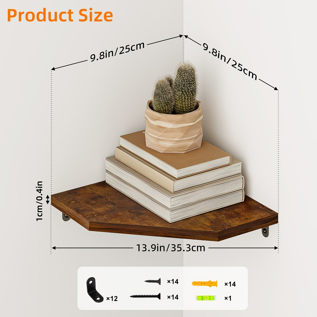 Kitchen Essential – TOMNK Wall Mounted Corner Storage Shelf, Floating Wall Unit With Edge Guard, Multifunctional Display Rack For Bedroom, Bathroom, Kitchen & Living Room, Home Wall Decor In