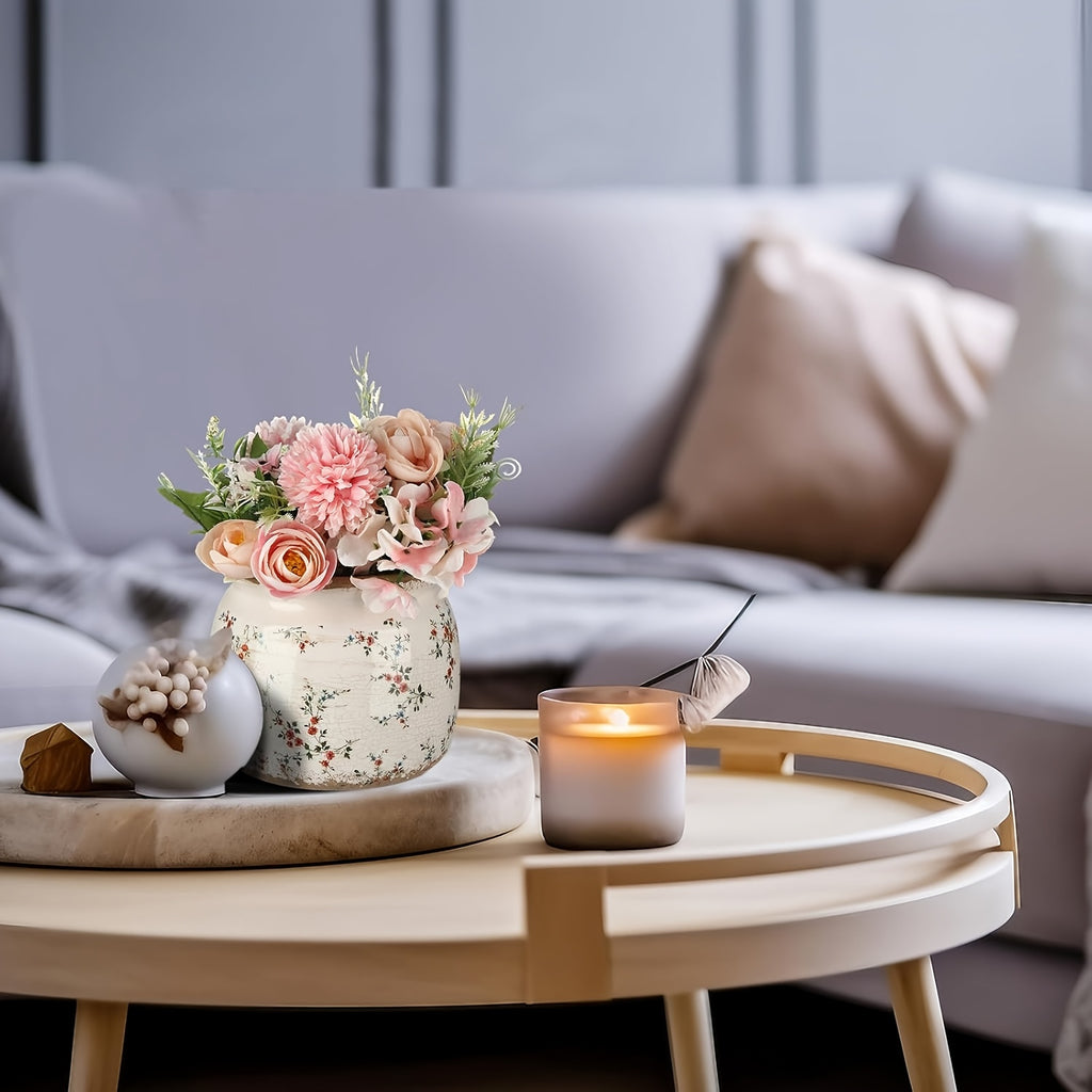 Space-Saving 2pcs Ceramic Flower Vase – tabletop floral display and modern home decor, Ninehaoou 2pcs Large Ceramic Suitable for Indoor Outdoor Use Vintage Beige Red, designed for American homes and practical gifting