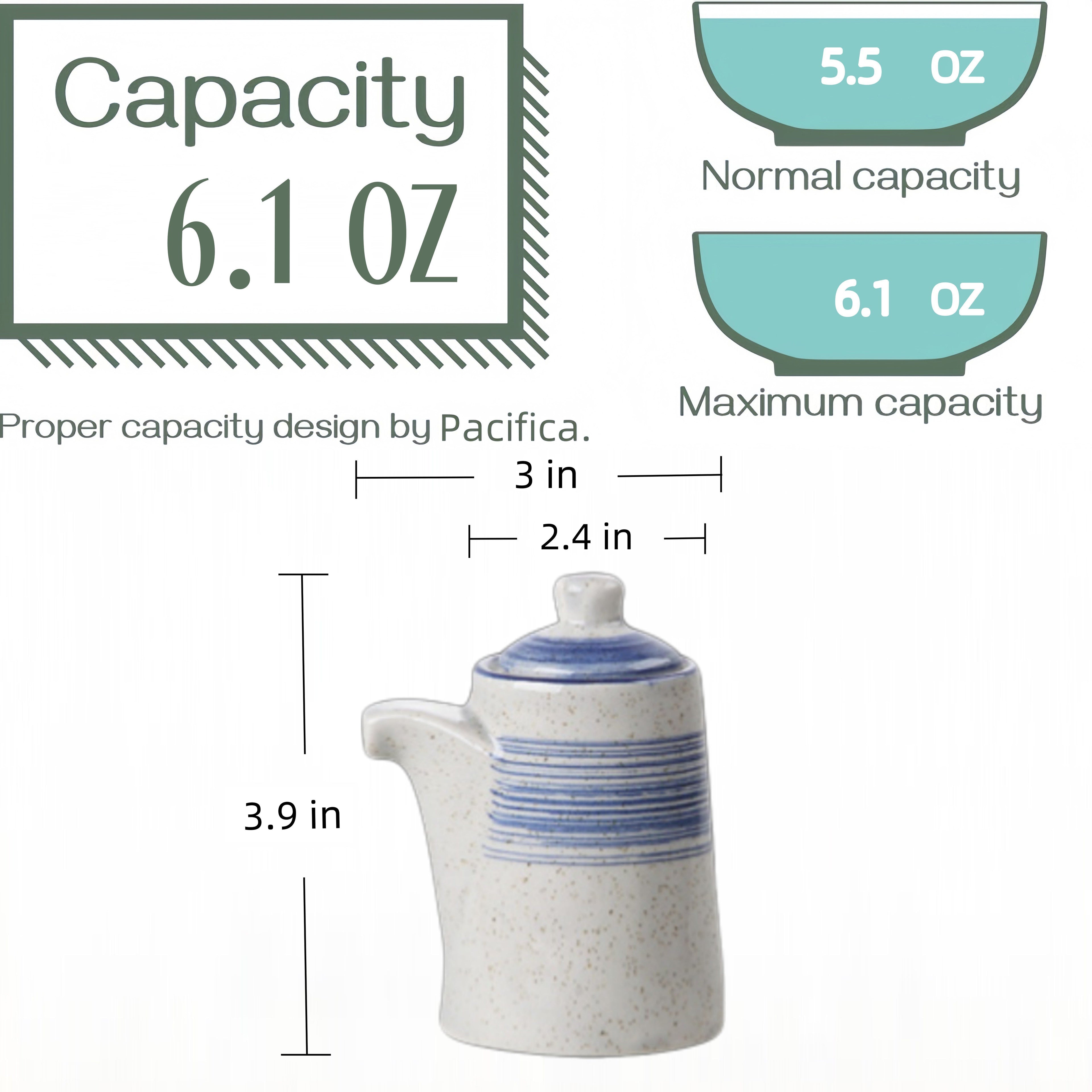 6PCS Japanese Style Ceramic Oil Pot Dispenser, 6oz Mini Soy Sauce Bottle, Kitchen Seasoning Container