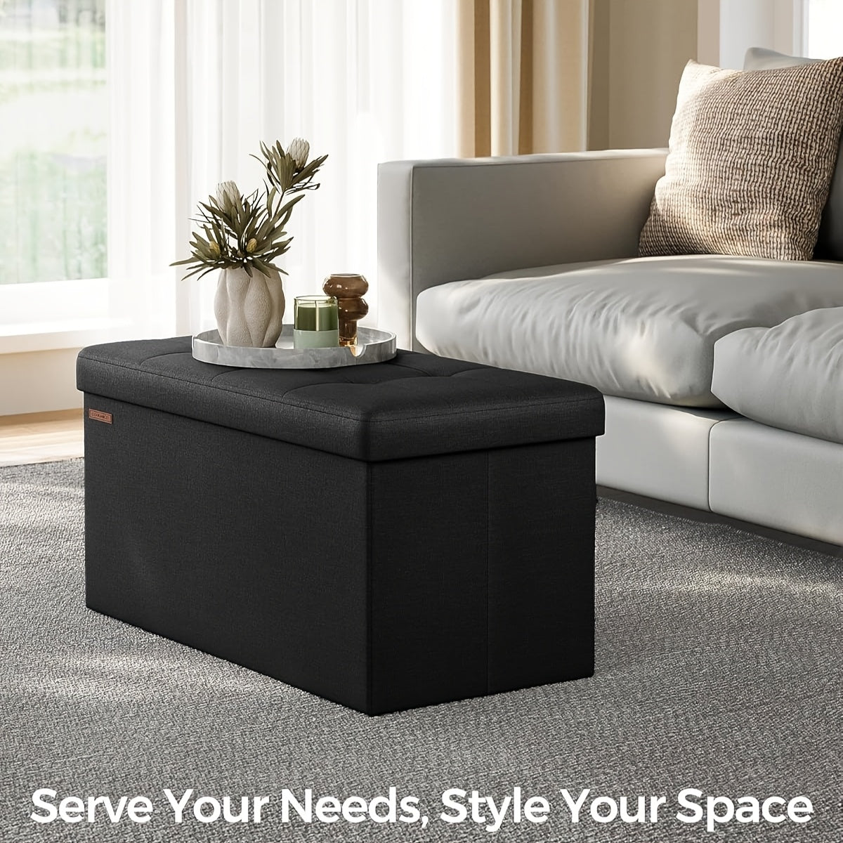 Home Organizer – Multi-Functional Ottoman with Storage Bench Folding Foot Rest Stool
