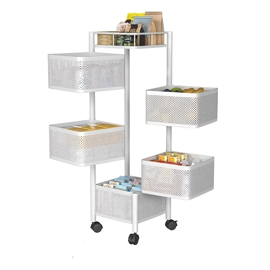 Storage Bins – Rotating Kitchen Storage Shelf 5 Tier Metal Fruit Vegetable Storage Basket