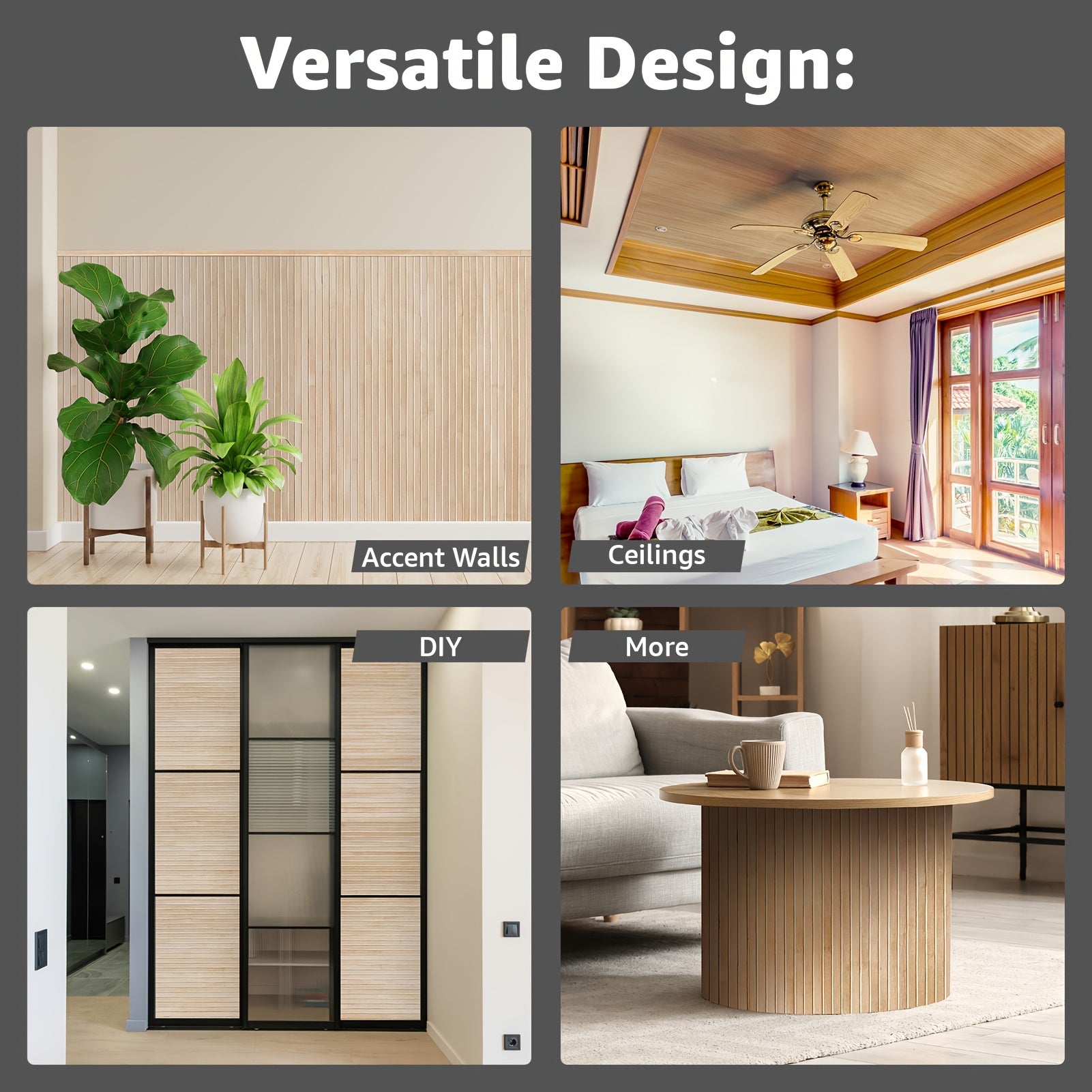 Home Storage Organizer – Natural Bamboo Wall Panel for Interior Wall Decor, 48 X 96 Inch Pole Wrap Wainscoting Paneling for Wall Ceiling Furniture Cabinet Office, Carbonized for Modern US Ho