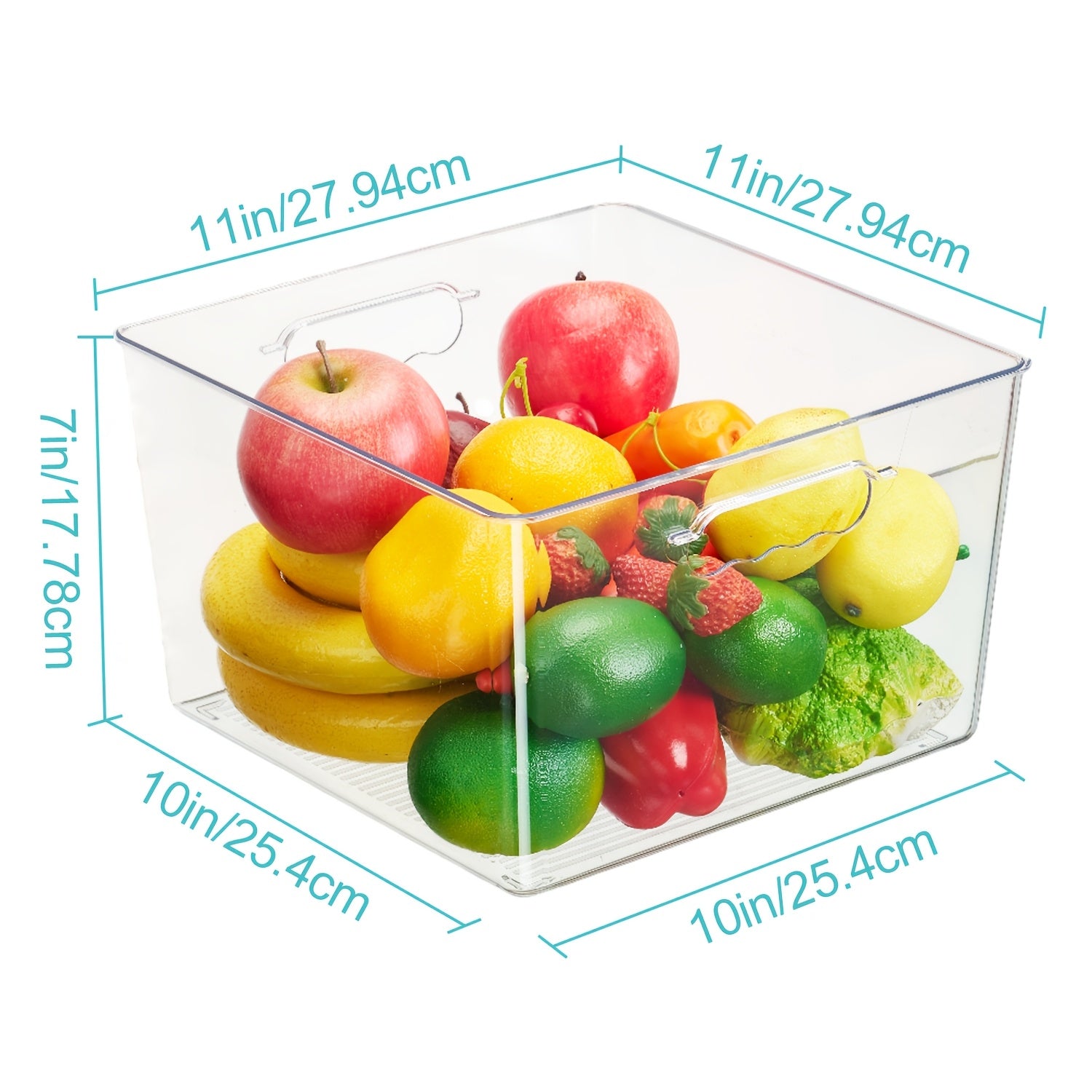 Kitchen Essential – 4/8 Pack Refrigerator Replacement Storage Box, 11 Inchx11 Inch Extra Large Clear Acrylic Organizer Square Containers, Plastic Storage Bins with Handle for Modern US Homes