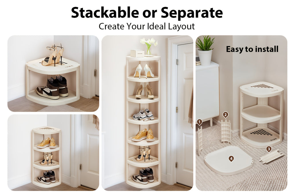 7/9 Tier Multipurpose Corner Shelves, Space-Saving Sturdy Storage Rack, Easy Install No-Drill Organizer, Stackable Shoe Holder for Bathroom Kitchen Entryway Closet