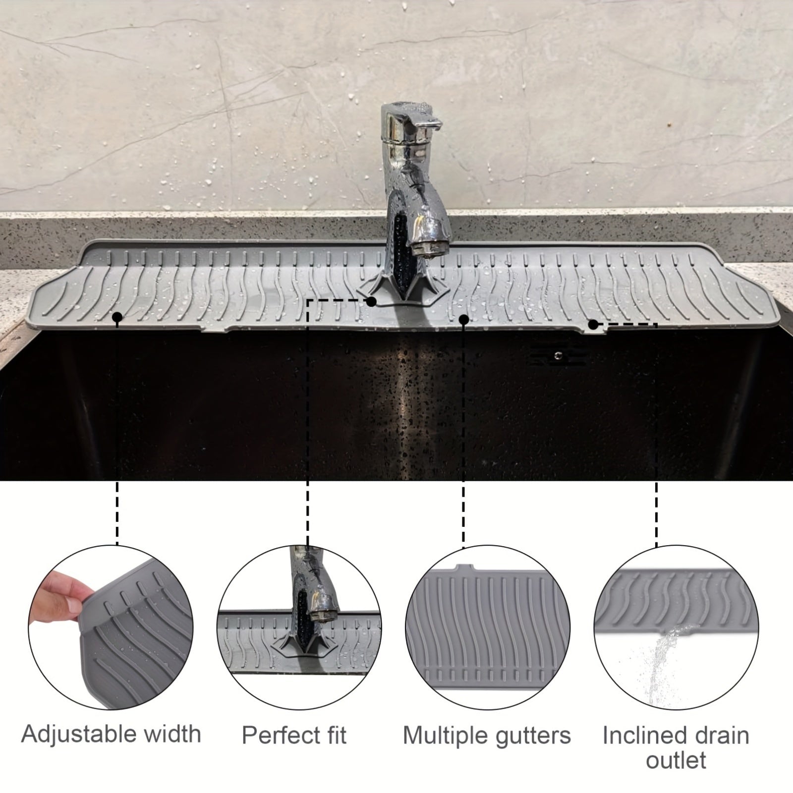 Modern Home Accent Rug – comfortable decorative floor coverage, Silicone Kitchen Drain Mat - Non-Slip Kitchen And Bathroom Faucet Foam Catcher Reusable Countertop, designed for American homes, daily convenience and practical gifting