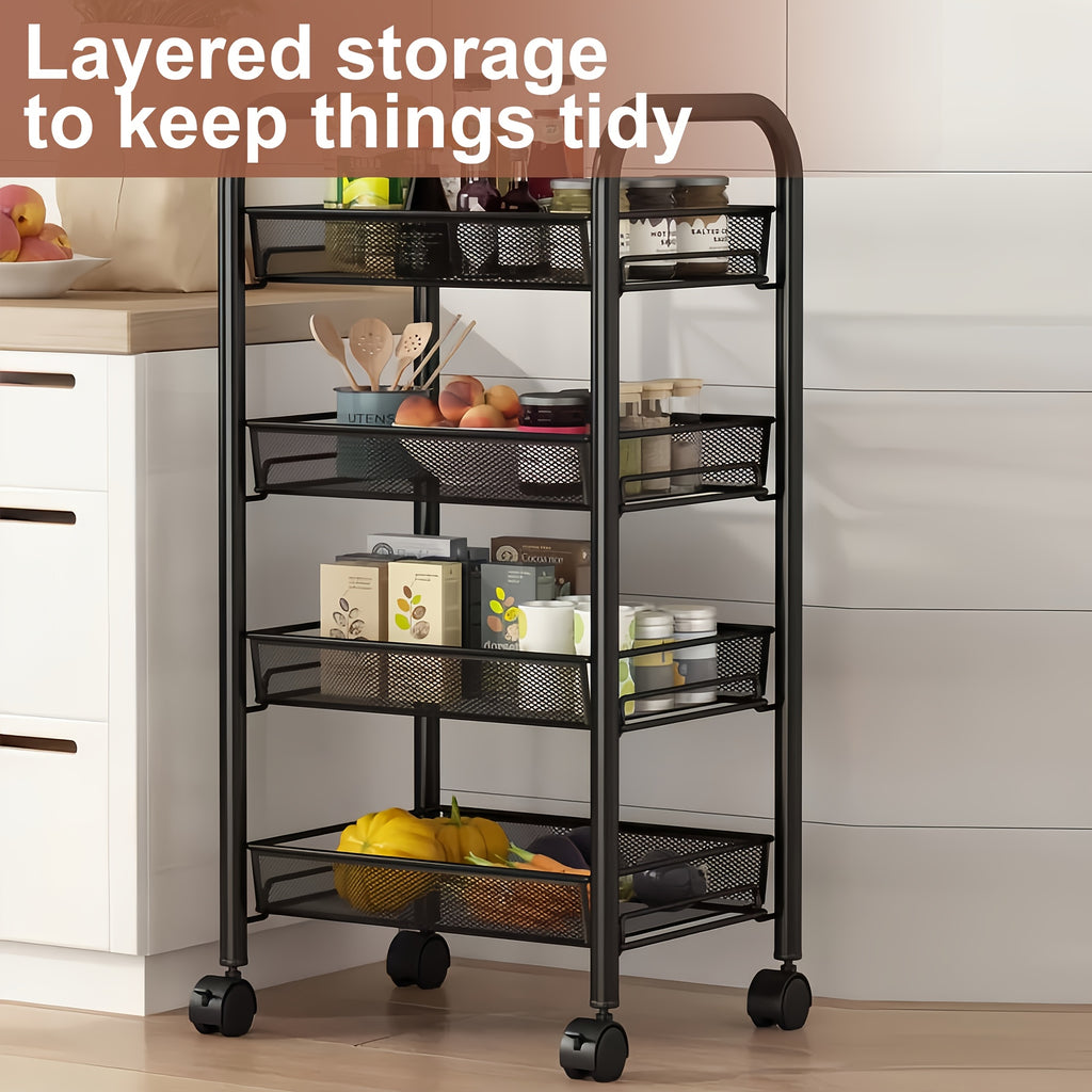 Space-Saving Adjustable Home Storage Rack – durable multi-purpose storage, Multi-layer Carbon Steel Storage Trolley Multifunctional Storage Trolley On Wheels Space Saving Detachable Carbon, designed for American homes, daily convenience and practical