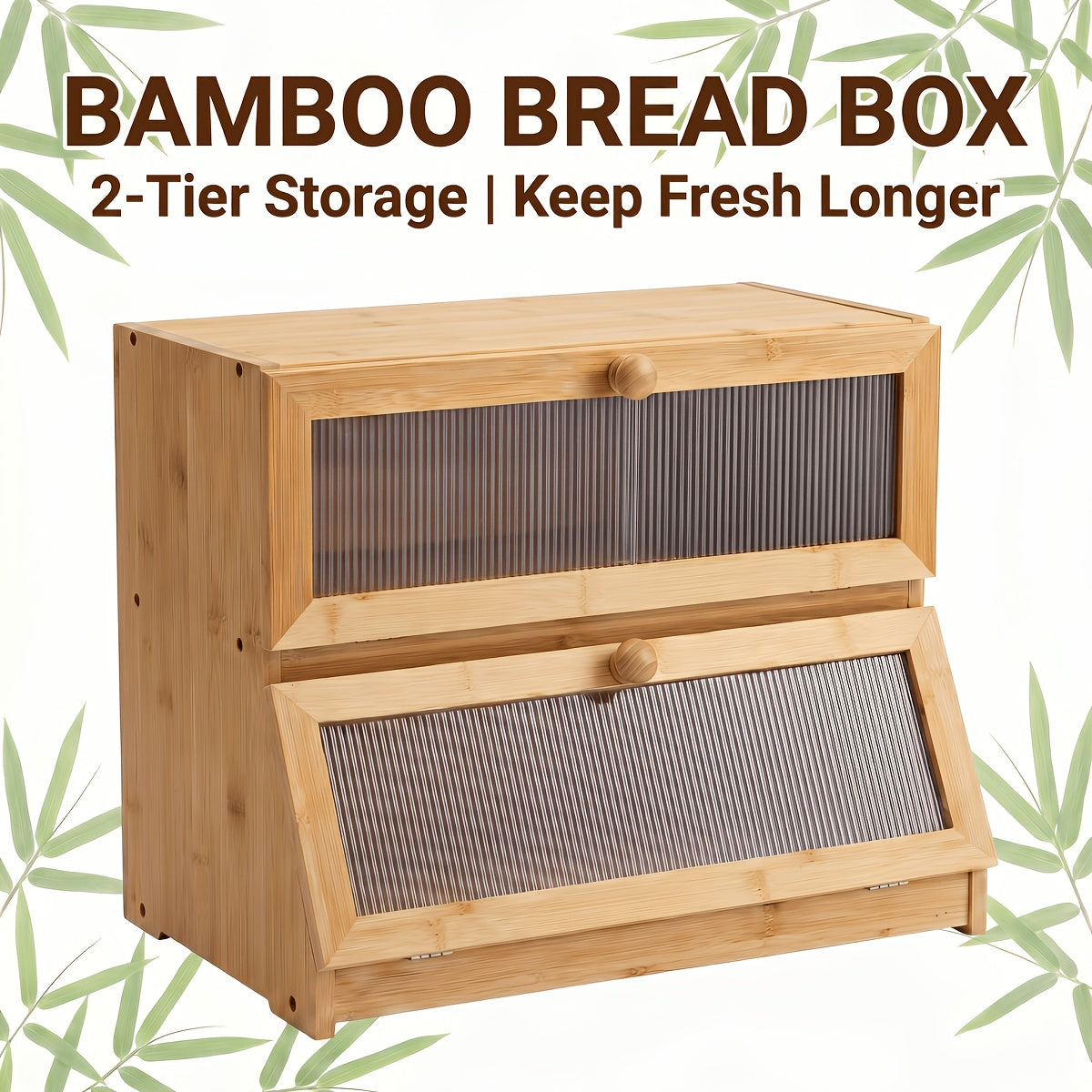 Versatile Countertop Bread Storage Box – fresh-bread countertop organization, 2-Tier Bamboo for bread Box Roll-Top Doors No Cross Flavor Natural Bamboo Countertop Food, designed for American homes, daily convenience and practical gifting