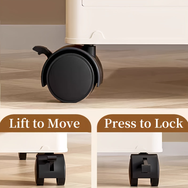 4/5/6 Layers Large-Capacity Stackable Lidded Storage Cabinet with Casters, Portable Foldable Plastic Wardrobe Organizer And Drawer Unit, Multifunctional Rolling Storage Box with Handles for Home Use, for in Living Rooms, Offices, Dormitories