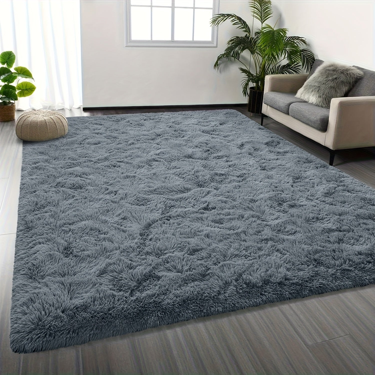 Area Rug – 1pc Luxurious Rectangular Shaggy Plush Carpet Rug - Soft, Fluffy, Tie-dyed, Solid,