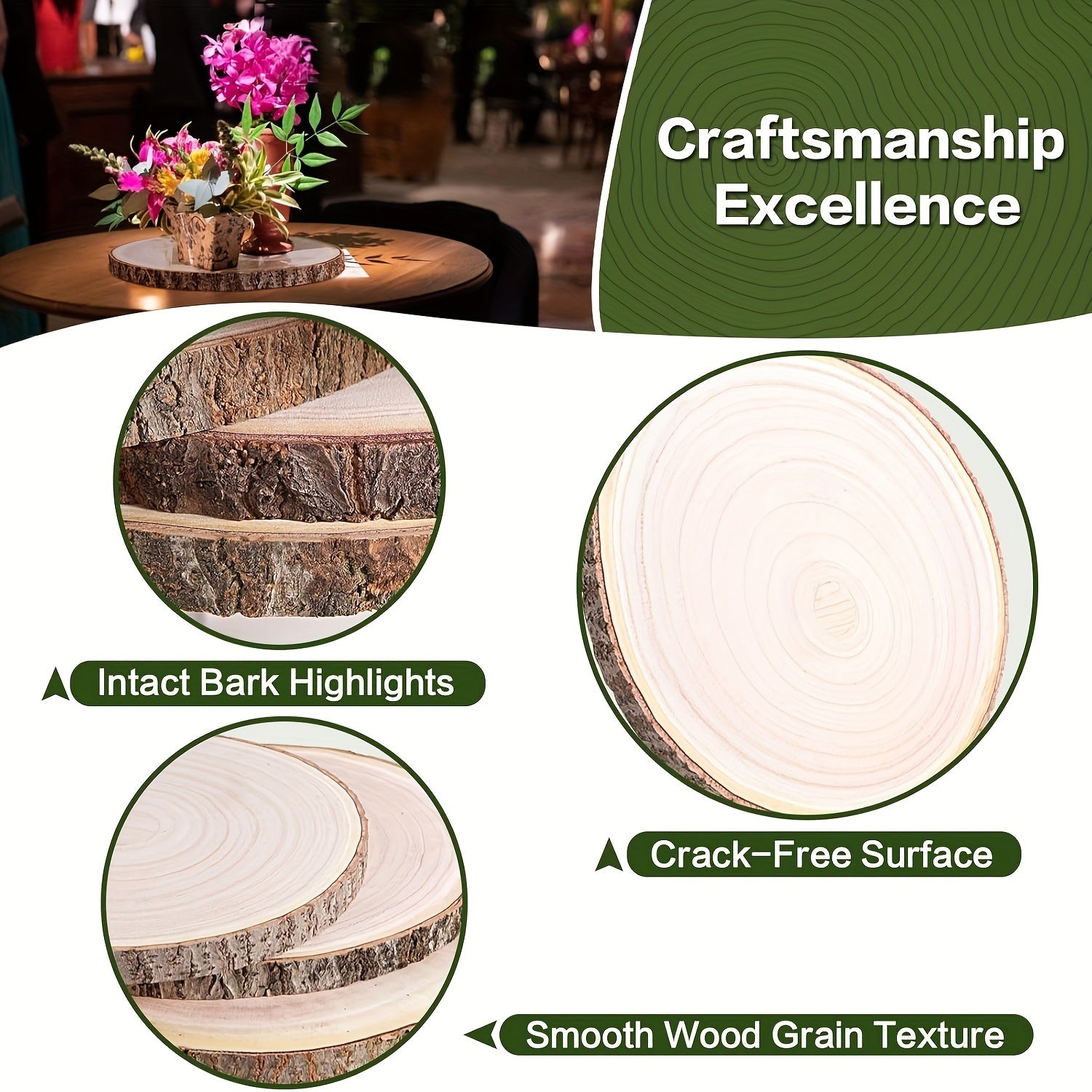 Premium 4pcs Home Storage Organizer – space-saving everyday organization, Large Wood Slices 4pcs 9-10 Inches Wood Rounds Natural Wood Slices For Centerpieces Display, designed for American homes, daily convenience and practical gifting