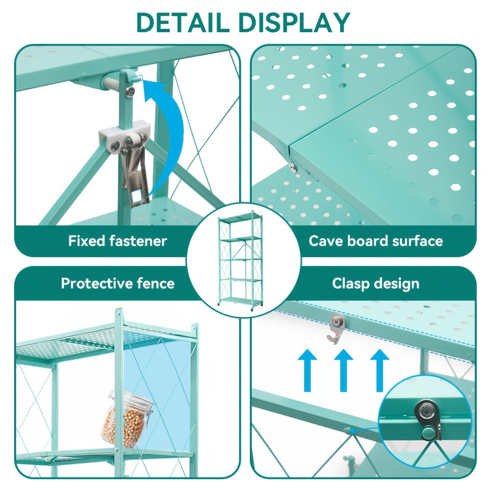 Premium Adjustable Home Storage Rack – durable multi-purpose storage, Foldable Metal Storage Rack Requiring No Installation Designed with Foldable Lockable Casters Practical And, designed for American homes, daily convenience and practical gifting