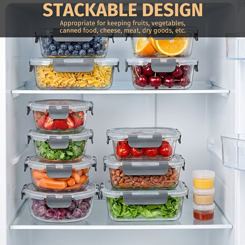 Heavy-Duty 24pcs Refrigerator Storage Organizer – easy-access fridge organization, 24pcs Set of Glass Food Storage Containers with Lids 12 Containers And 12 Lids, designed for American homes, daily convenience and practical gifting