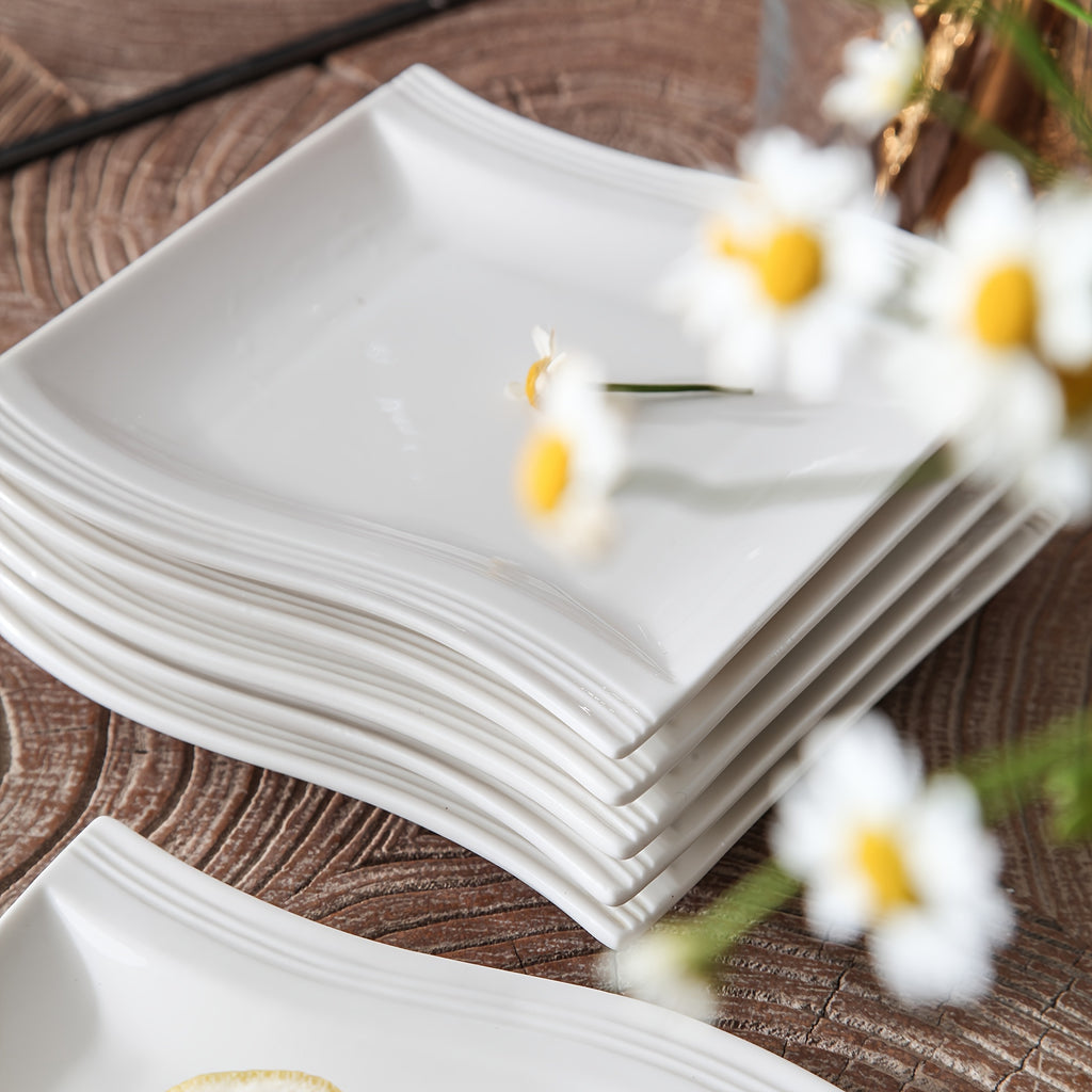 Compact 18pcs Reusable Drinkware Set – easy-access beverage storage, Small Plates Cups And Saucers Set 18pcs Square Plate Set For 6 Porcelain Dish, designed for American homes, daily convenience and practical gifting
