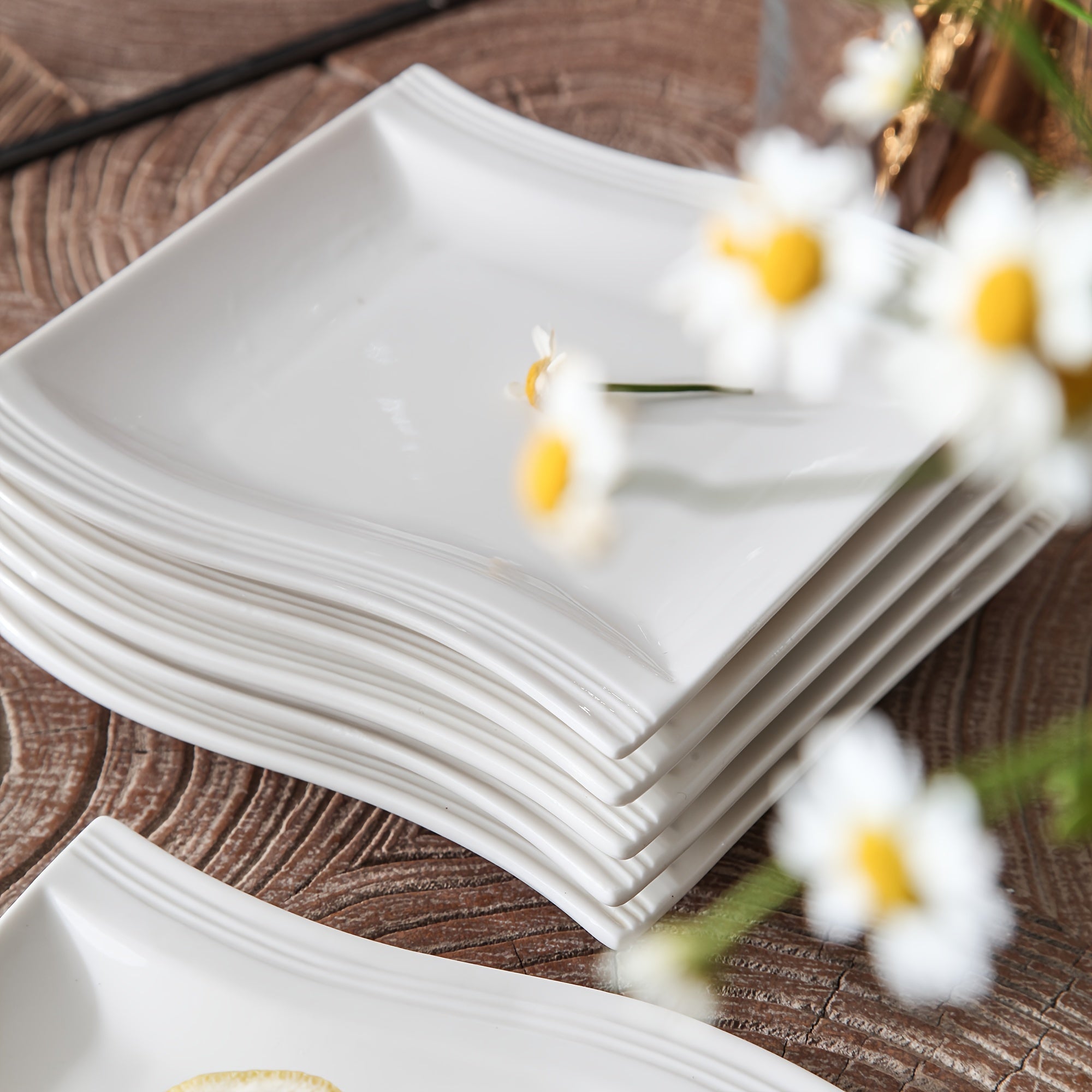 Compact 18pcs Reusable Drinkware Set – easy-access beverage storage, Small Plates Cups And Saucers Set 18pcs Square Plate Set For 6 Porcelain Dish, designed for American homes, daily convenience and practical gifting