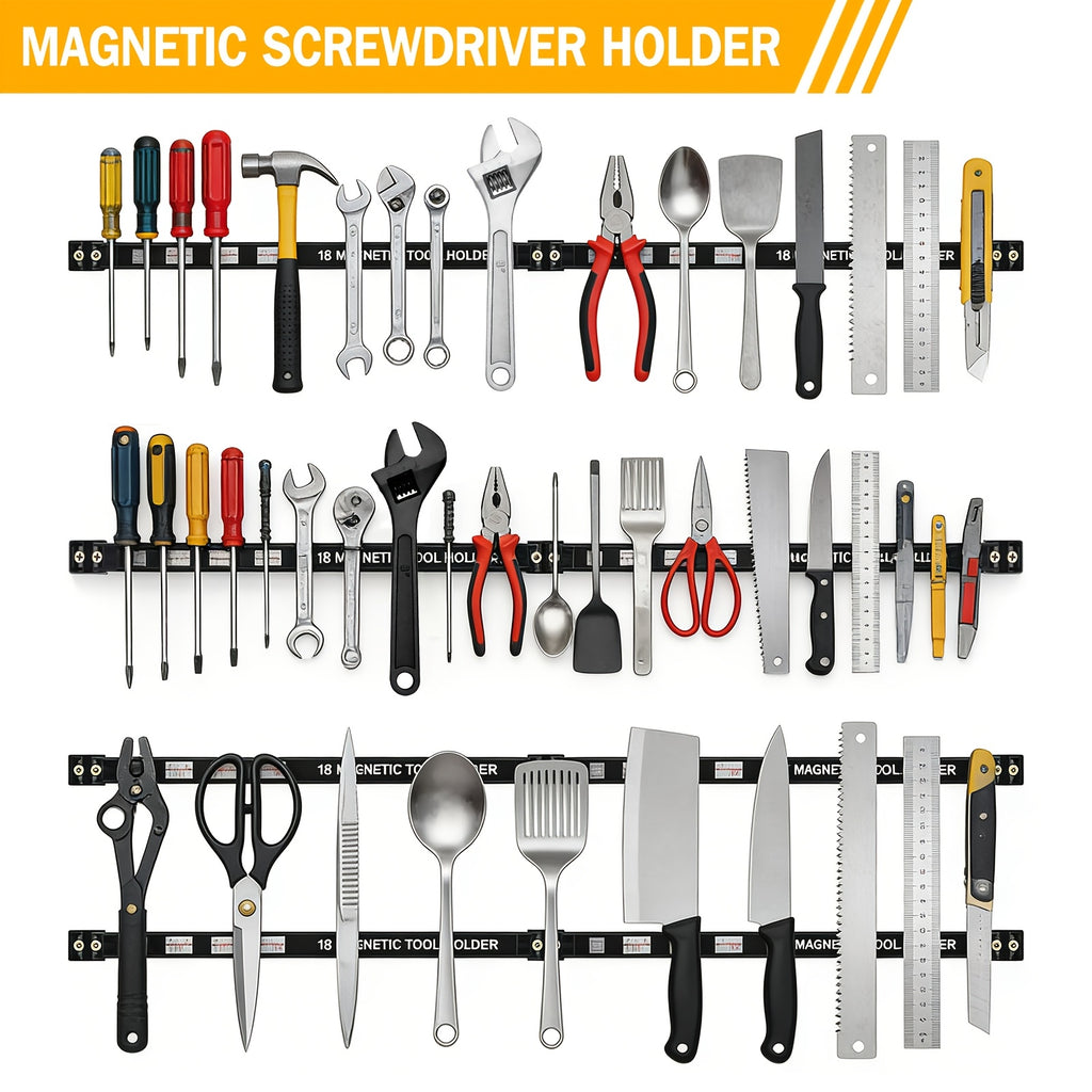 Smart 8pcs Adjustable Home Storage Rack – durable multi-purpose storage, 18-Inch Magnetic Tool Bar 8pcs Set Heavy-Duty Metal Tool Magnetic Strip Suitable for Garage, designed for American homes, daily convenience and practical gifting