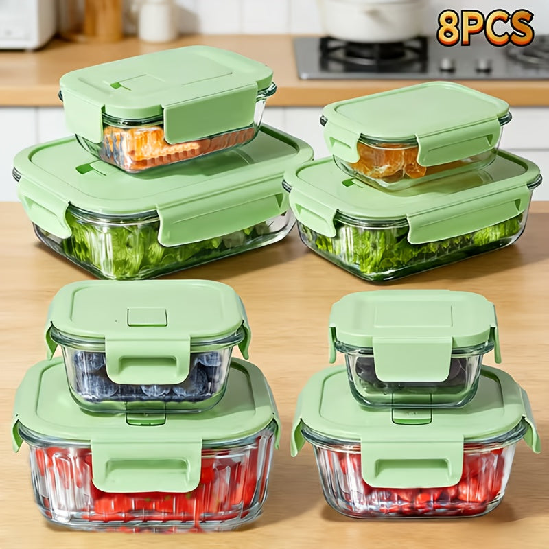 Food Storage Containers – leak-resistant reusable meal prep, 8pcs Borosilicate Glass Food Storage Containers