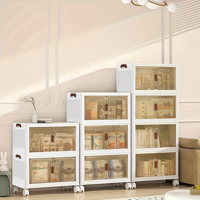 Space-Saving Stackable Home Storage Bins – portable space-saving storage, 1 2 3 4 5 Layers Collapsible Lockers Plastic Clutter Storage Boxes with Doors, designed for American homes, daily convenience and practical gifting