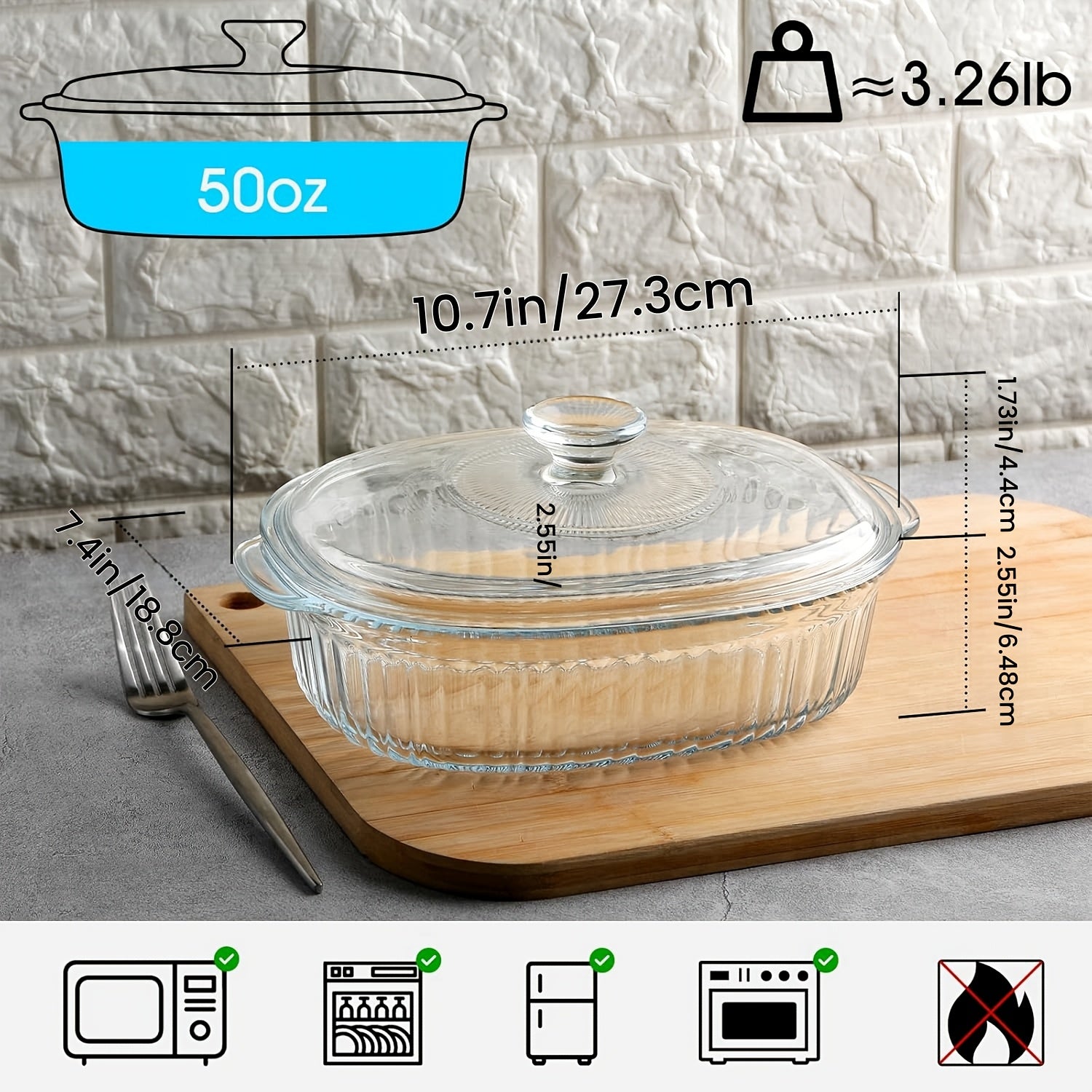 Premium 50oz Kitchen Baking Dish Set – oven-ready cooking and serving, Oval Glass Casserole Dish with Lid Set - 50oz 85oz Oven Microwave Safe Perfect, designed for American homes, daily convenience and practical gifting