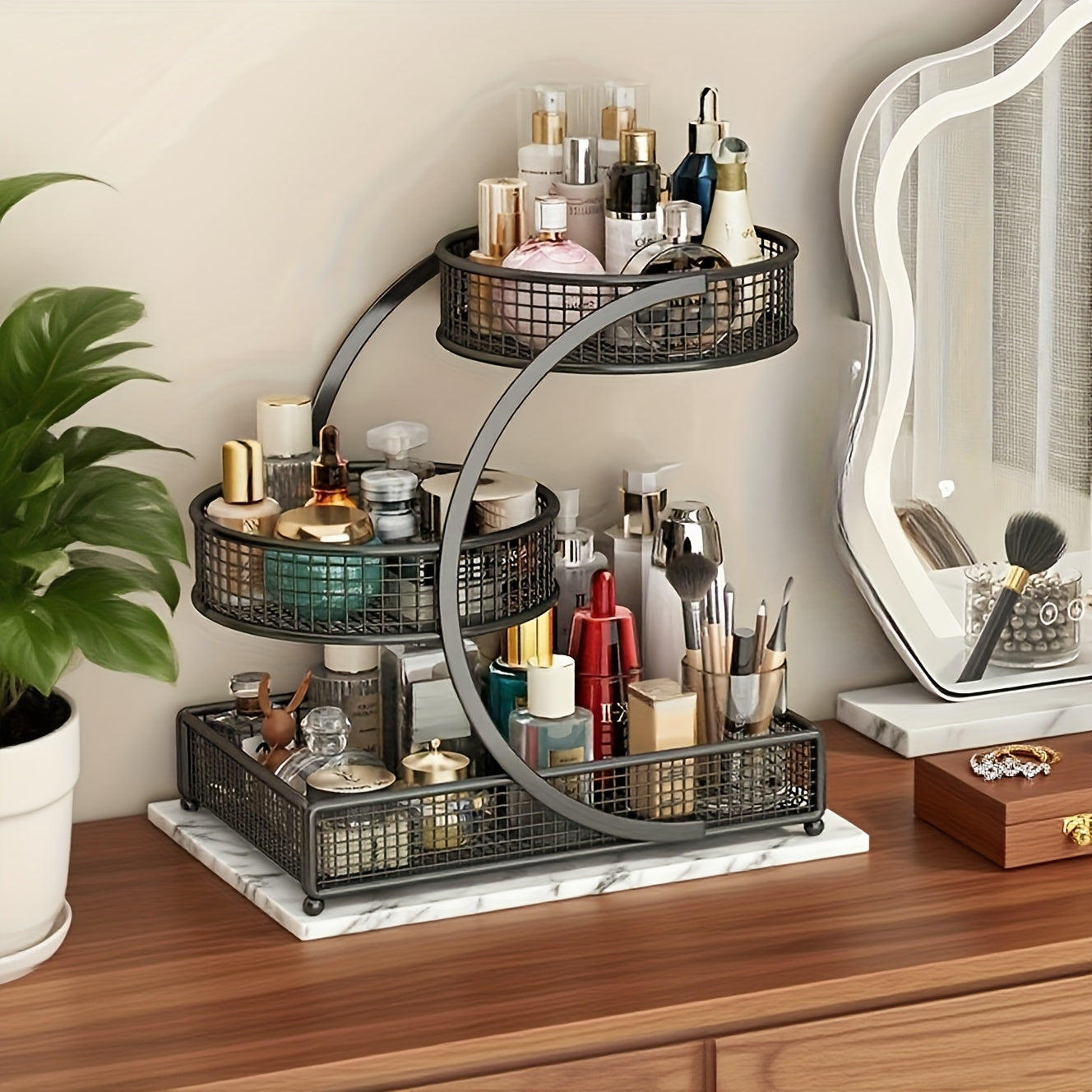 Modern Adjustable Home Storage Rack – durable multi-purpose storage, 3-Tier Metal Bathroom Vanity Organizer - No Assembly Required Space-Saving Countertop Storage Rack with, designed for American homes, daily convenience and practical gifting