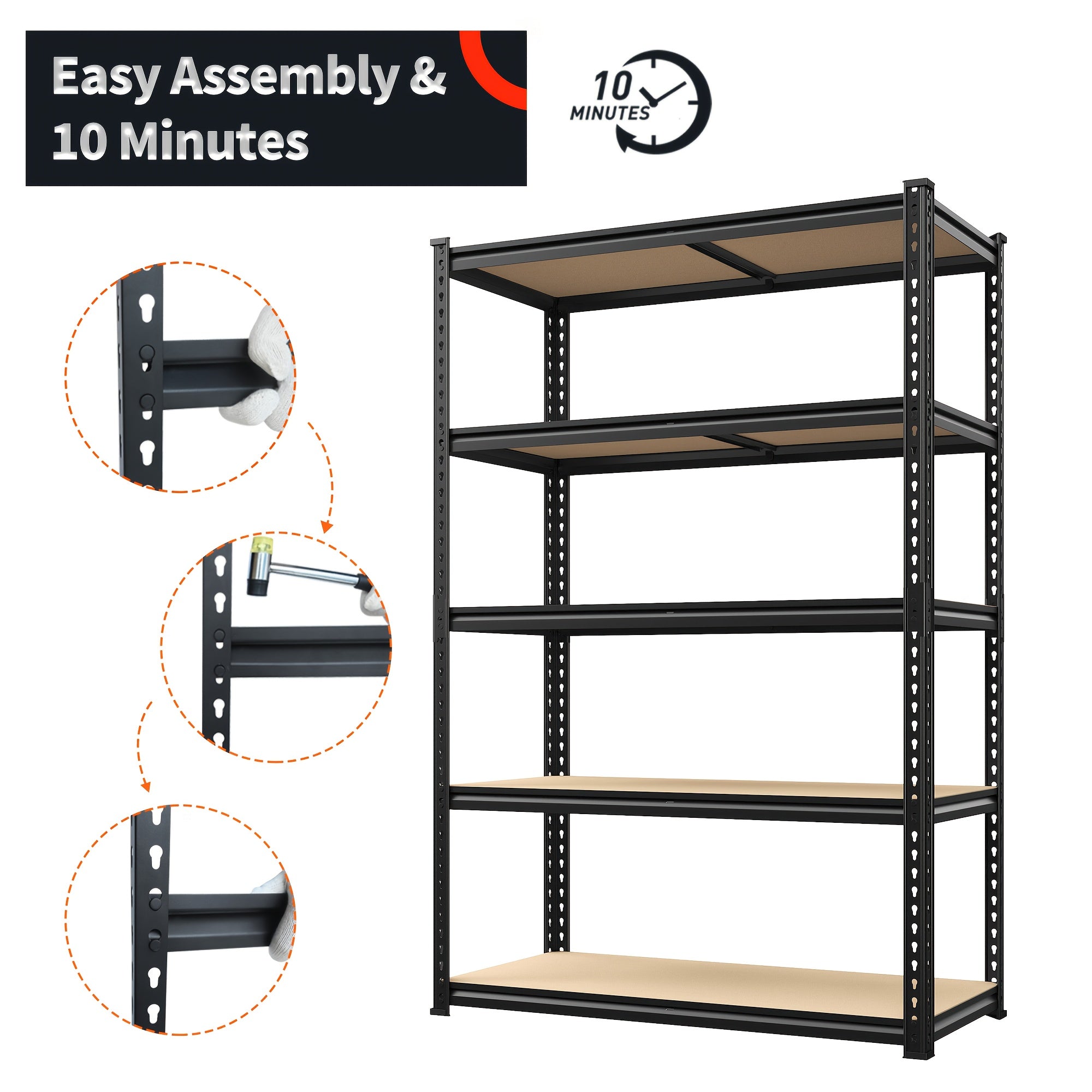 Space-Saving 5 Tier Adjustable Home Storage Rack – durable multi-purpose storage, 2020LBS Storage Shelves 5 Tier 72 H X 35 55 W X 16 DGarage, designed for American homes, daily convenience and practical gifting