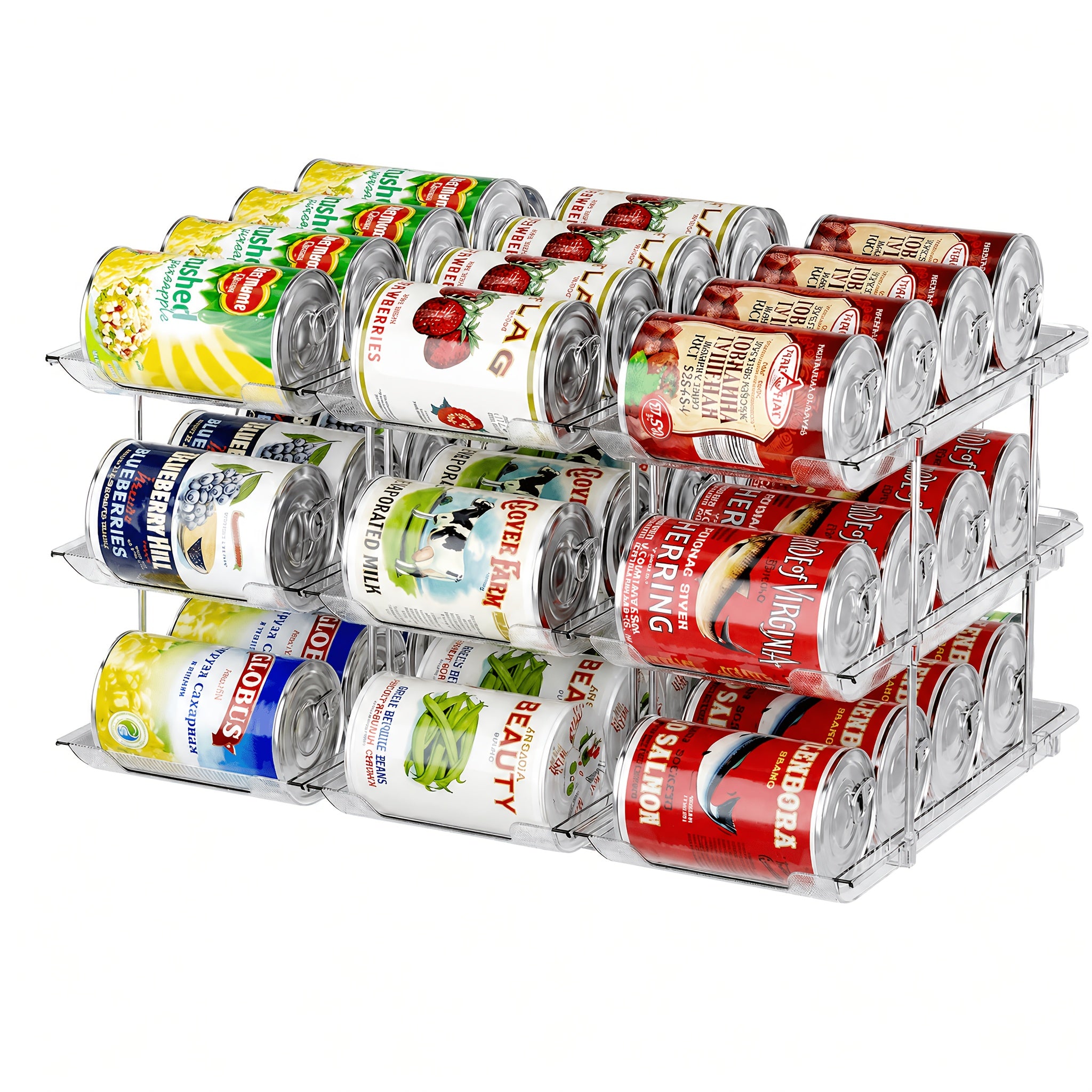 Modern 3pcs Adjustable Home Storage Rack – durable multi-purpose storage, Pantry Can Storage Rack - Holds 36 Cans 3 Tiers 3pcs Auto-Rolling Stackable Can, designed for American homes, daily convenience and practical gifting