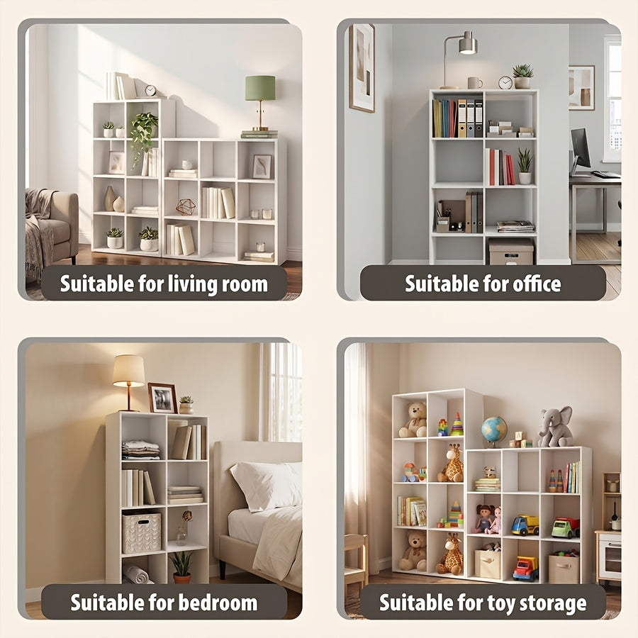 2/3/4/6/8/9 Thick Frame Bookshelf, Open Back Panel Cube Storage Cabinet, Floor-standing Bookshelf With Anti-tip Kit, Wooden Open Display Rack For Living Room, Bedroom, Study, White/chocolate Open Bookshelf, With Open Back