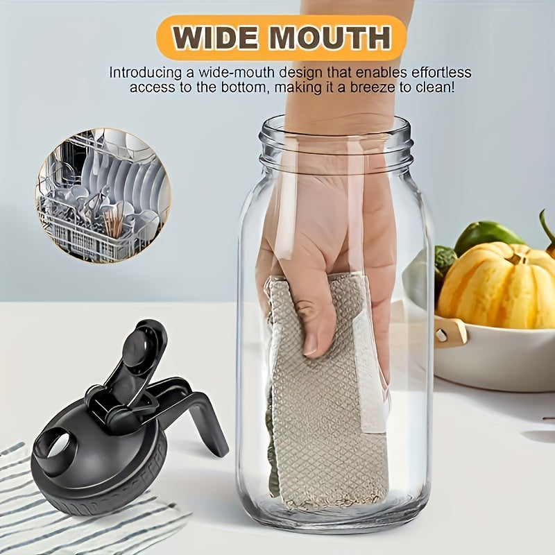 64 Oz. Leak-Proof Glass Mason Jar With Lid A Wide-mouth, Easy-to-clean Container Perfect For Storing Milk In The Refrigerator, As Well As Juice, Tea, Iced Coffee, And Other Beverages. Ideal For Daily Use.