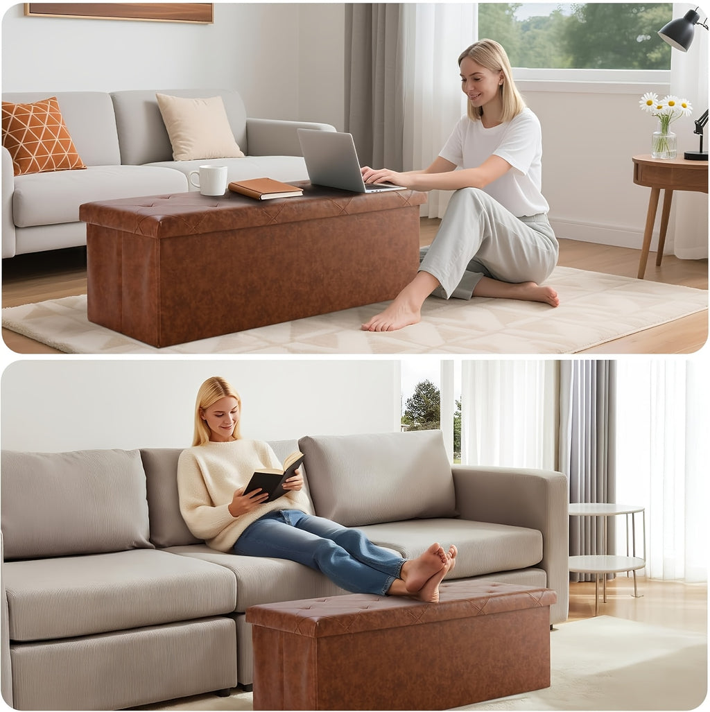 Smart Home Storage Organizer – space-saving everyday organization, Multi-Functional Ottoman with Storage Bench Folding Foot Rest Stool Space-Saving Load 660 lbs Upholstered, designed for American homes, daily convenience and practical gifting