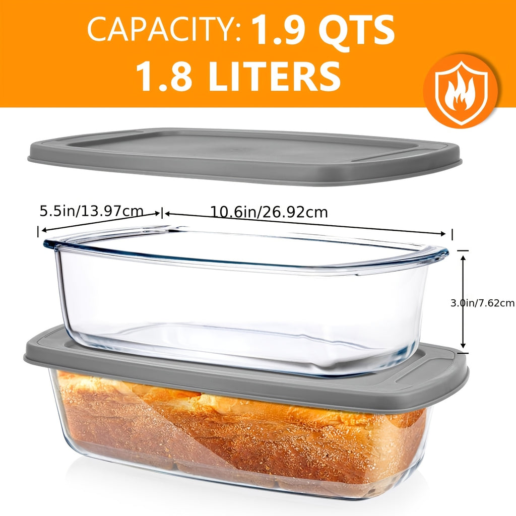 Easy-Access 4pcs Kitchen Baking Dish Set – oven-ready cooking and serving, 4pcs Glass Loaf Pan Set with Lids - Stackable 1 9 QT 62oz Glass, designed for American homes, daily convenience and practical gifting