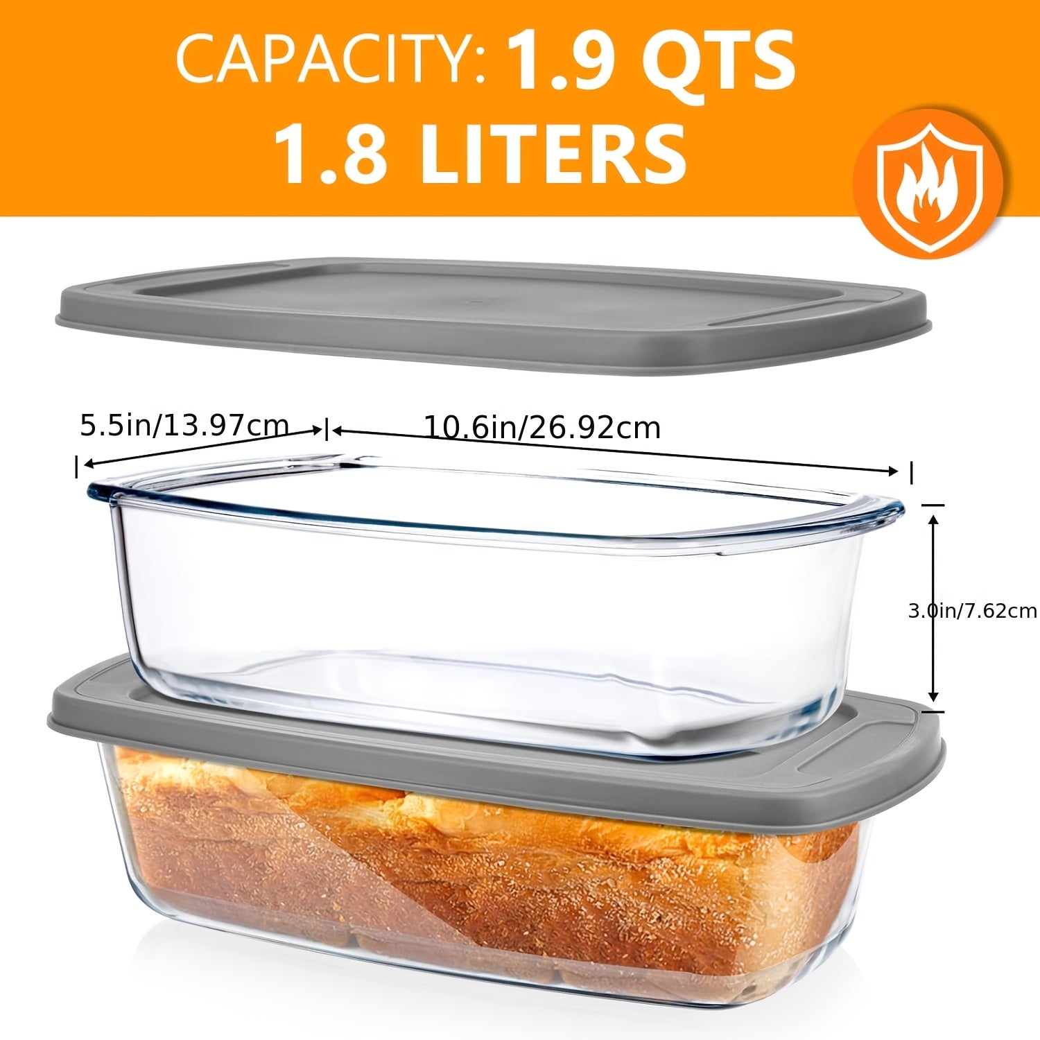 Easy-Access 4pcs Kitchen Baking Dish Set – oven-ready cooking and serving, 4pcs Glass Loaf Pan Set with Lids - Stackable 1 9 QT 62oz Glass, designed for American homes, daily convenience and practical gifting