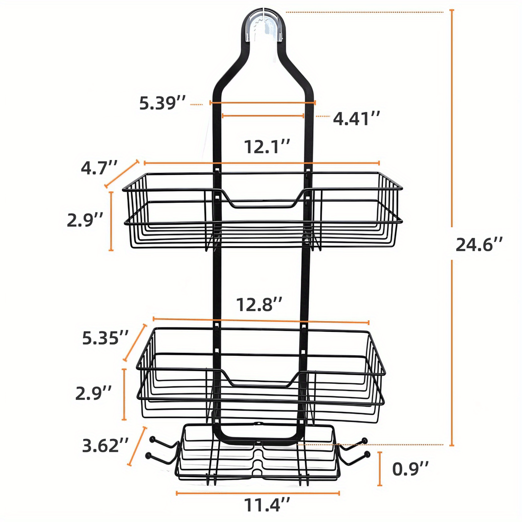 Compact Adjustable Home Storage Rack – durable multi-purpose storage, Over-The-Head Shower Organizer with Hooks Shower Caddy Hanging Bathroom Organizer Rustproof Shower Shelf for, designed for American homes, daily convenience and practical gifting