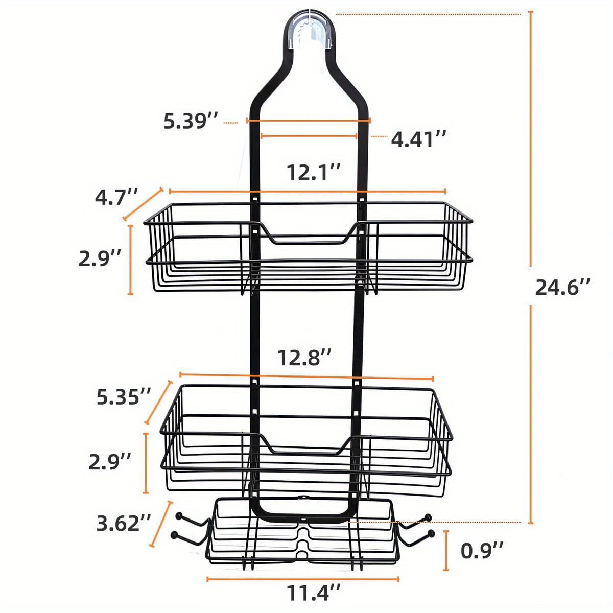 Compact Adjustable Home Storage Rack – durable multi-purpose storage, Over-The-Head Shower Organizer with Hooks Shower Caddy Hanging Bathroom Organizer Rustproof Shower Shelf for, designed for American homes, daily convenience and practical gifting