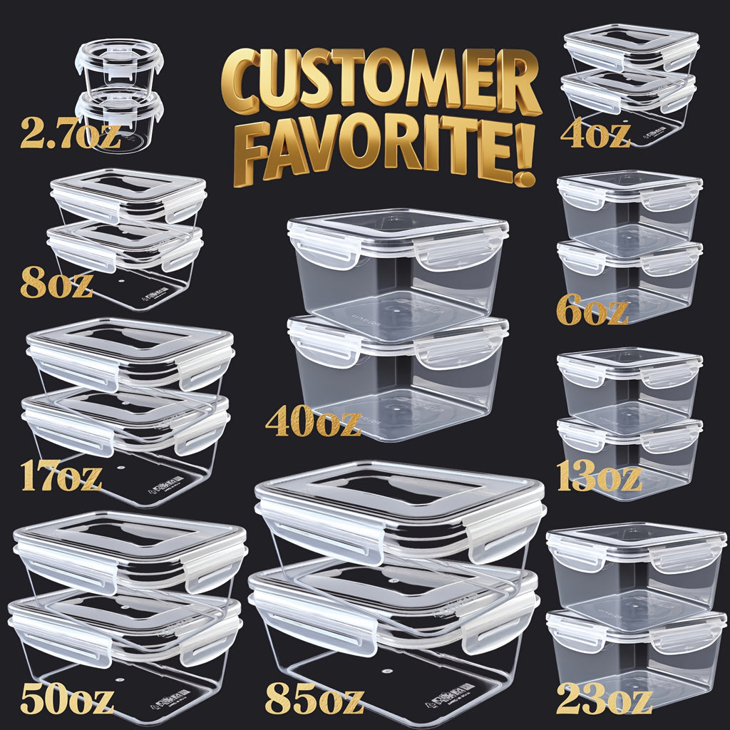 Compact 40pcs Airtight Food Storage Containers – leak-resistant reusable meal prep, 40pcs 20pcs Containers 20pcs Lids 10pcs 5pcs Containers 5pcs Lids Food Storage Container with, designed for American homes, daily convenience and practical gifting