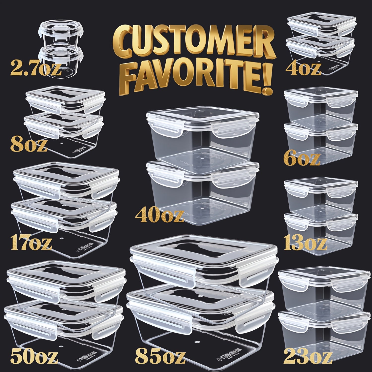 Compact 40pcs Airtight Food Storage Containers – leak-resistant reusable meal prep, 40pcs 20pcs Containers 20pcs Lids 10pcs 5pcs Containers 5pcs Lids Food Storage Container with, designed for American homes, daily convenience and practical gifting