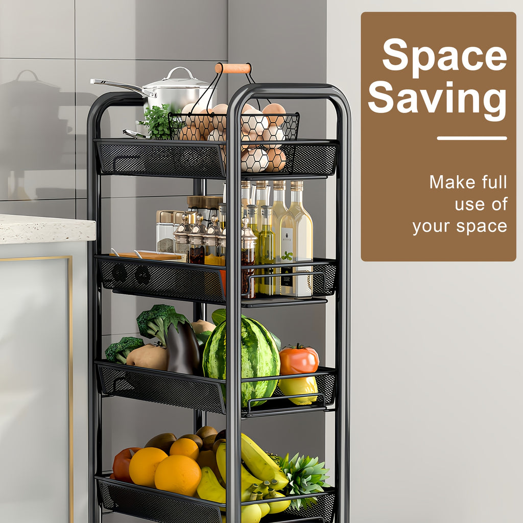 Versatile 1pc Adjustable Home Storage Rack – durable multi-purpose storage, 1pc 3 4 5 Tier Swivel Kitchen Storage Cart - Durable Carbon Steel Storage, designed for American homes, daily convenience and practical gifting