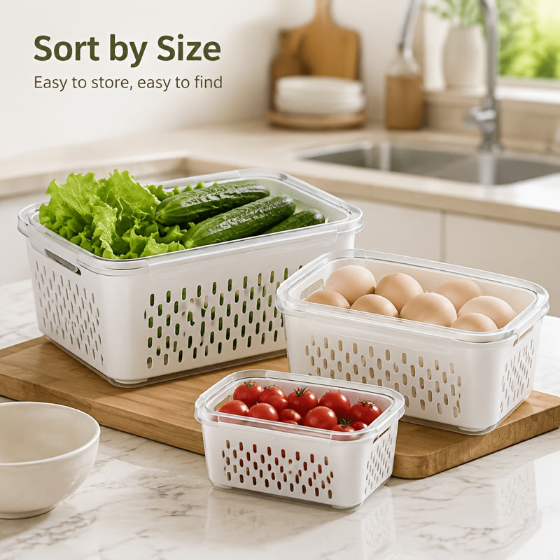 Smart 18/9/6/4pcs Refrigerator Storage Organizer – easy-access fridge organization, 18 9 6 4pcs Set Large Capacity Fruit Storage Containers with Removable Drain Colander, designed for American homes, daily convenience and practical gifting