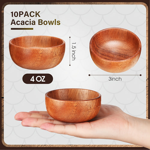10-Piece Acacia Wood Condiment Bowl Set