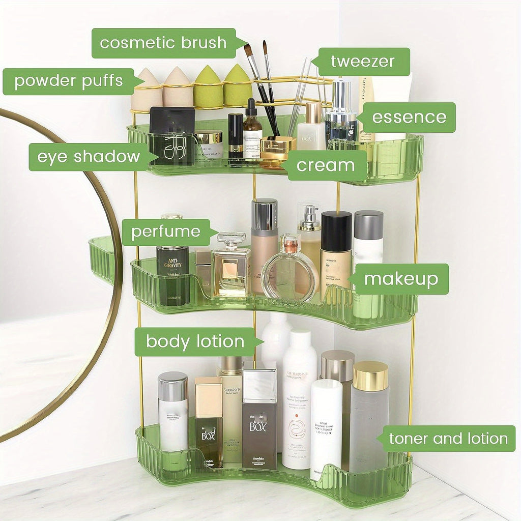 Home Organizer – 2-in-1 Corner Bathroom Counter Organizer - 2-Tier/3-Tier Space-Saving Shelf with B