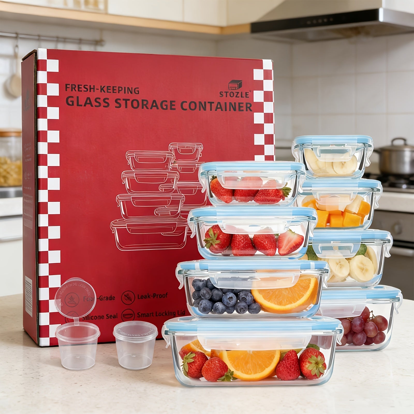 Food Storage Containers – leak-resistant reusable meal prep, 18pcs 8 Lids 8 Containers 2 Spice Boxes Sealed