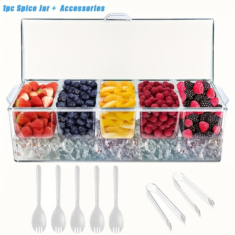 Space-Saving 1pc Glass Spice Jar Set – clear reusable pantry storage, Spice Jar Refrigerator 1pc Spice Jar Refrigerator Fruit Transparent Tray Refrigerated Seasoning Box with, designed for American homes, daily convenience and practical gifting