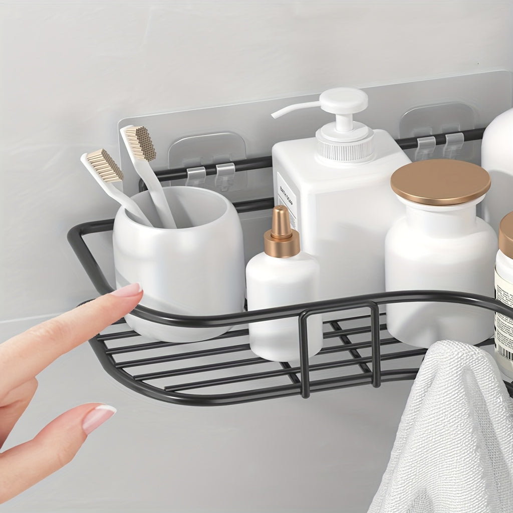 Storage Rack – 7pcs Bathroom Storage Rack Set, 2 Wall Mounted Corner Storage Racks, 5 Transparent