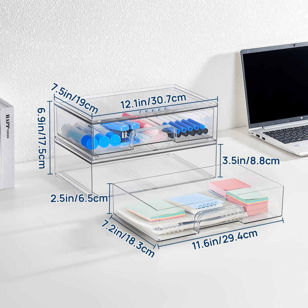 Easy-Access 4 Pack Stackable Storage Drawer – smooth-access cabinet organization, 2 3 4 Pack Table and Drawer Storage Clear Stackable Storage Drawers Office Storage, designed for American homes, daily convenience and practical gifting