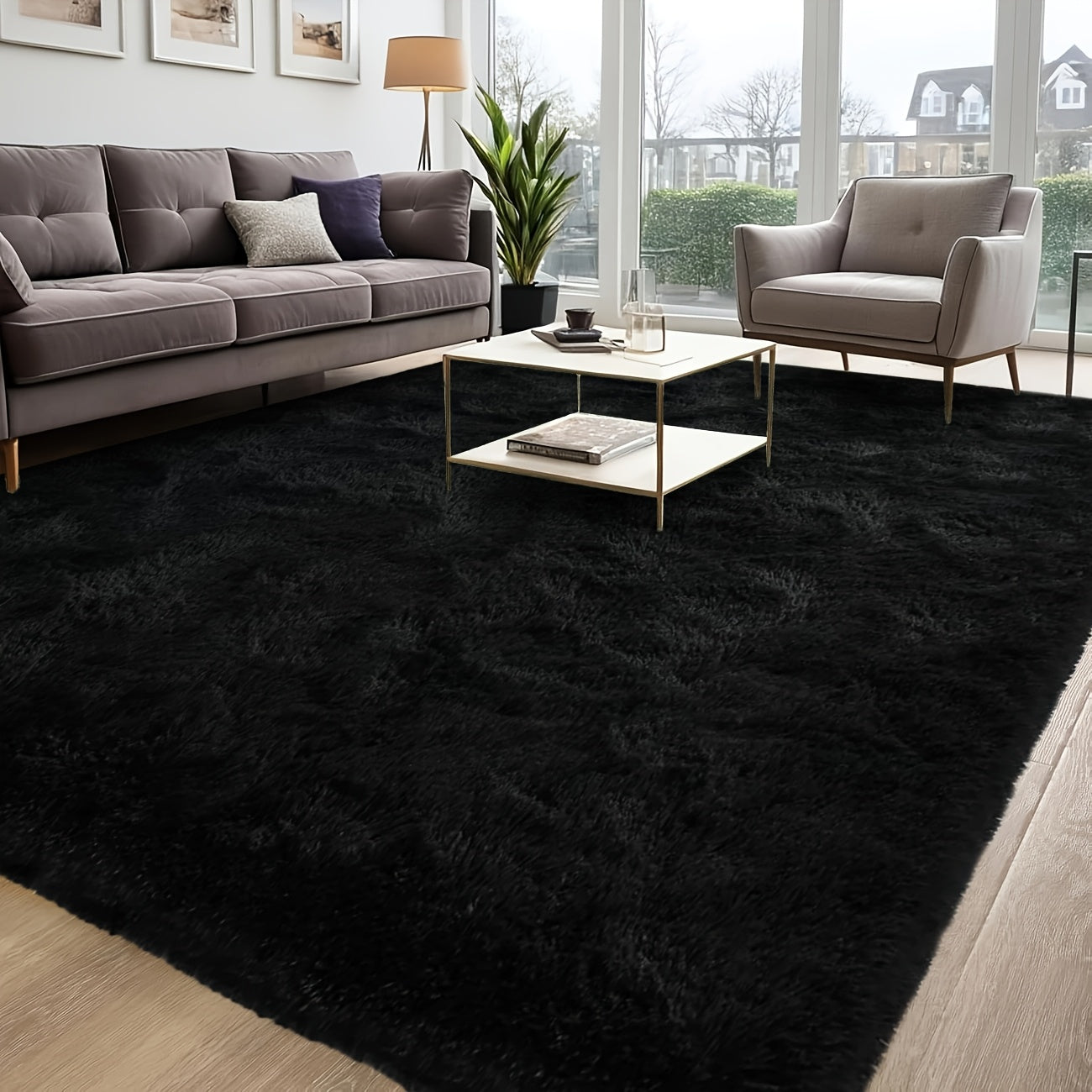 Area Rug – 1pc Luxurious Rectangular Shaggy Plush Carpet Rug - Soft, Fluffy, Tie-dyed, Solid,