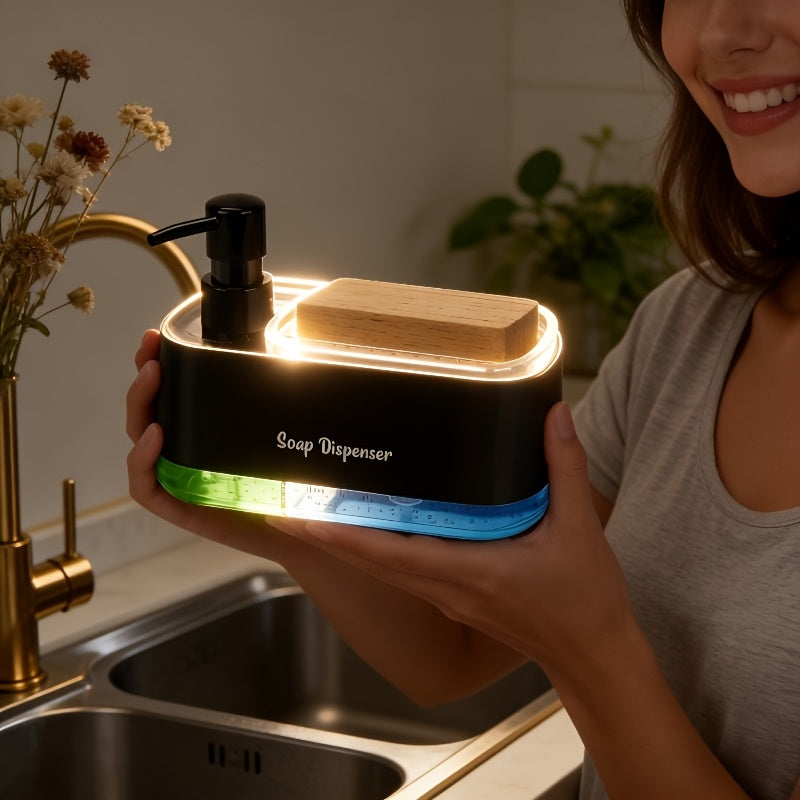 Compact Home Storage Organizer – space-saving everyday organization, High-End Versatile Kitchen Soap Dispenser Push-Activated Dish Soap Dispenser with Sponge Holder 2-In-1 Kitchen, designed for American homes, daily convenience and practical gifting